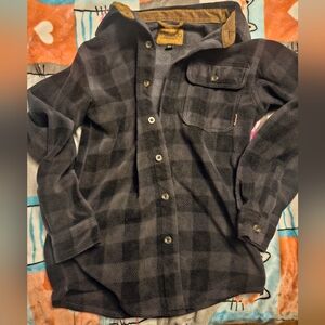 Venado Black and Gray Plaid Shirt Jacket Small Mens